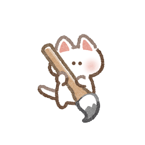お習字をする猫さんのフリーイラスト