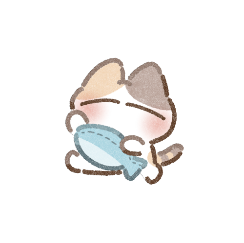 クッションを抱きしめる猫さんのフリーイラスト