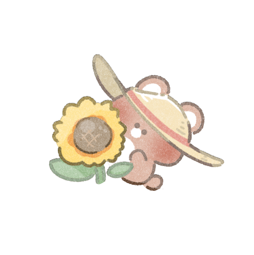 ひまわりとくまさんのフリーイラスト