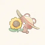 ひまわりとくまさんのフリーアイコン