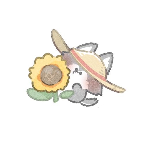 ひまわりとハスキー犬のフリーイラスト