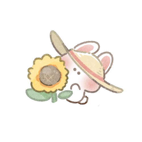 ひまわりと兎さんのフリーイラスト
