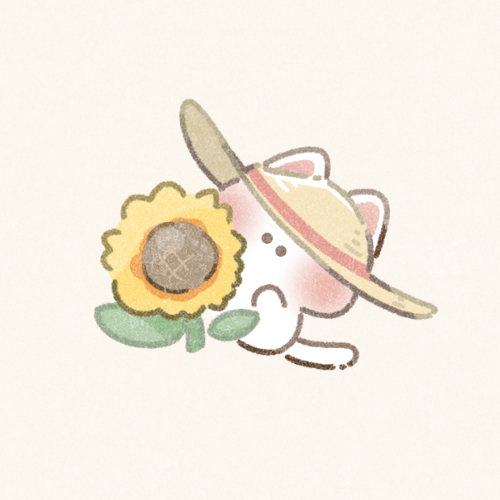 ひまわりと猫さんのフリーアイコン