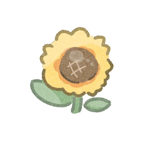 ゆるいひまわりのフリーイラスト