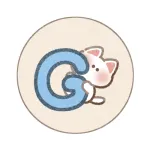 Gの文字と猫さんのフリーのアプリアイコン
