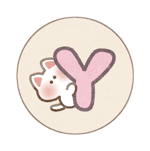 Ｙの文字と猫さんのフリーのアプリアイコン