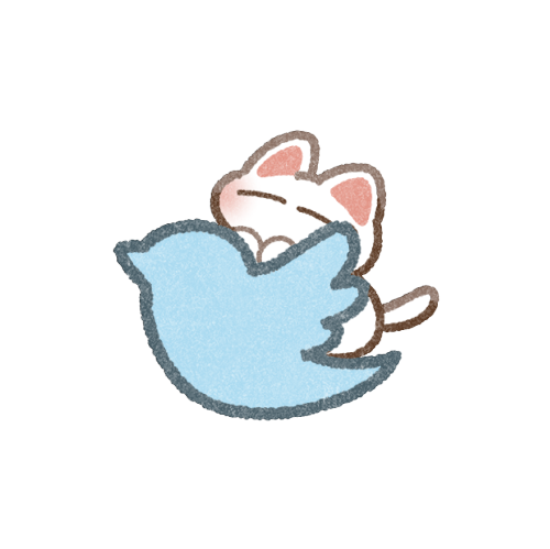 ツイッターマークと猫さんのフリーイラスト