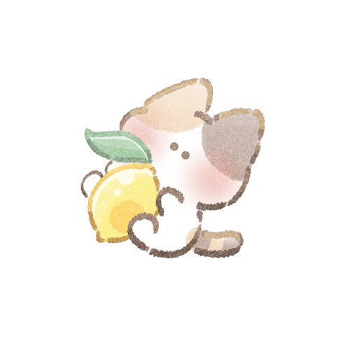レモンと猫さんのフリーイラスト