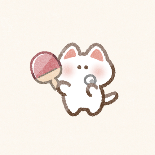 卓球をする猫さんのフリーアイコン