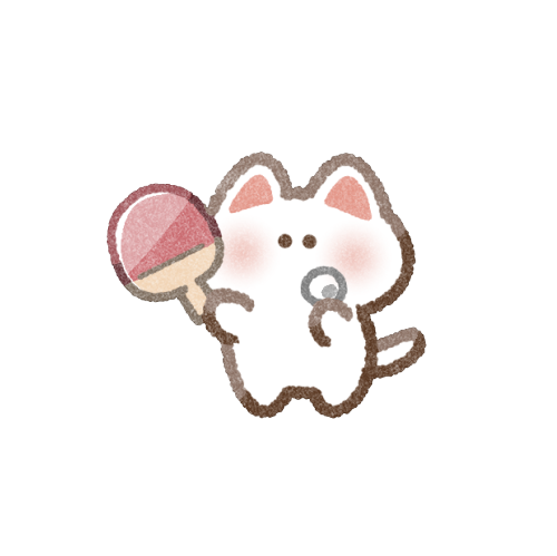 卓球をする猫さんのフリーイラスト