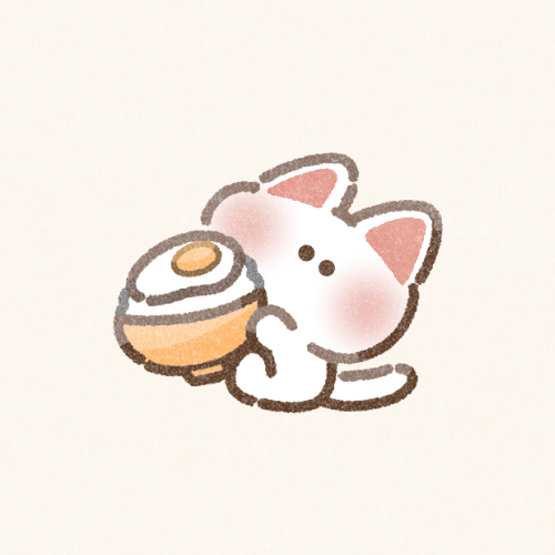 卵かけご飯と猫さんのフリーアイコン