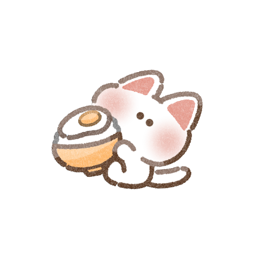 卵かけご飯と猫さんのフリーイラスト