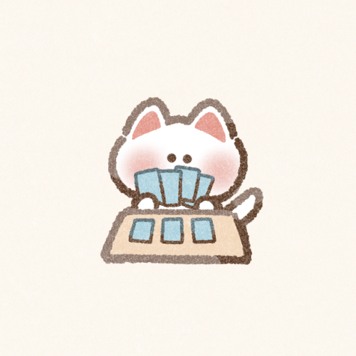 カードゲームをする猫さんのフリーアイコン