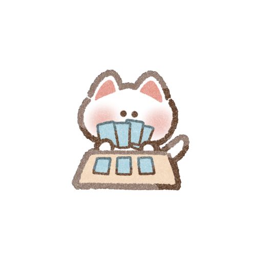 カードゲームをする猫さんのフリーイラスト