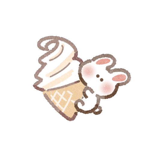ソフトクリームと兎さんのフリーイラスト
