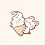 ソフトクリームと兎さんのフリーアイコン