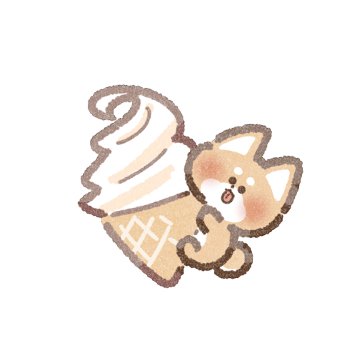 ソフトクリームと柴犬さんのフリーイラスト