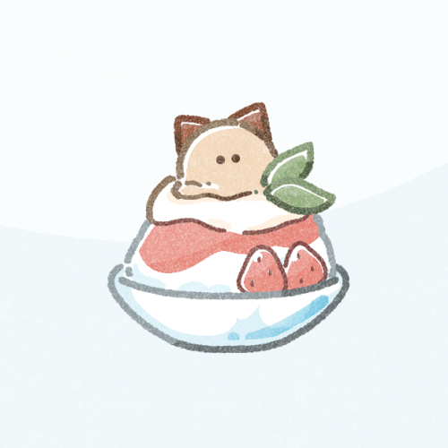 猫さんかき氷のフリーアイコン