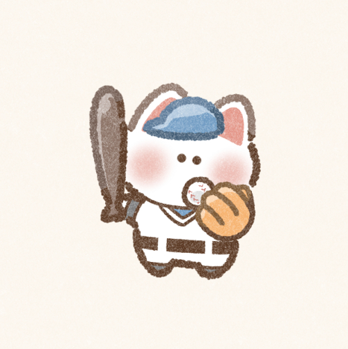 野球をする猫さんのフリーアイコン