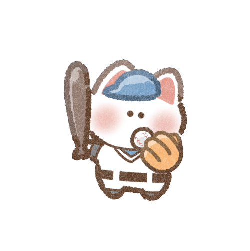 野球をする猫さんのフリーイラスト