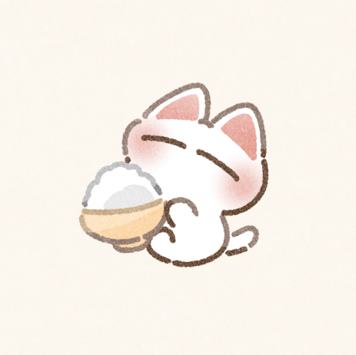 ご飯と猫さんのフリーアイコン