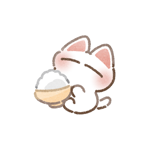ご飯と猫さんのフリーイラスト