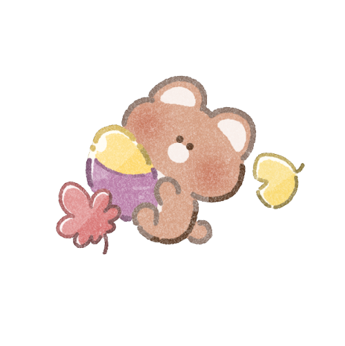 秋のさつまいもとクマさんのフリーイラスト