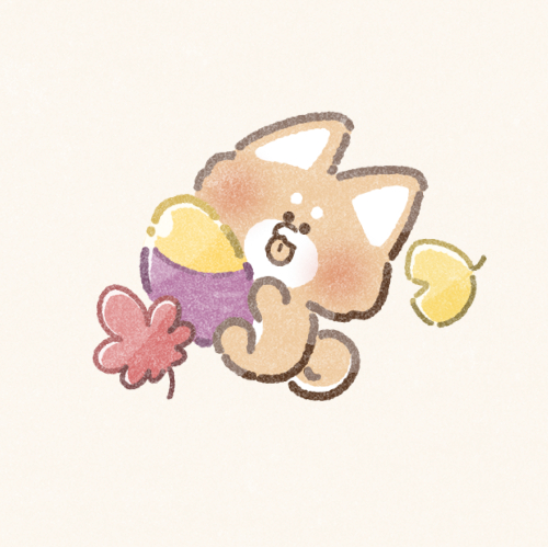 秋のさつまいもと柴犬さんのフリーアイコン