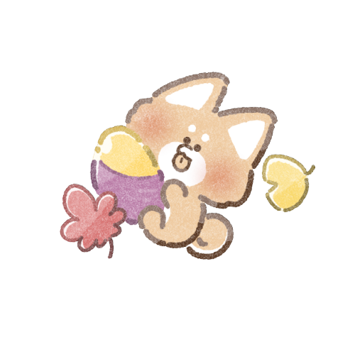 秋のさつまいもと柴犬さんのフリーイラスト