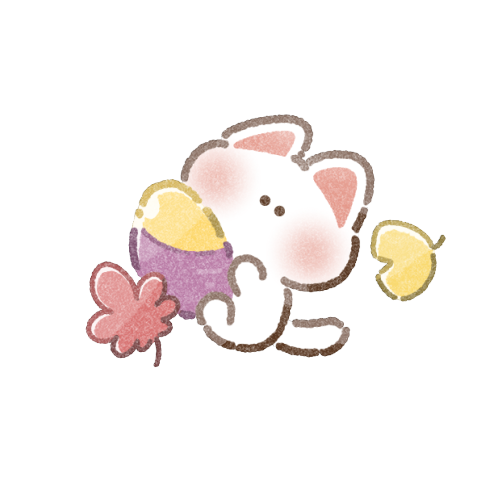 秋のさつまいもと猫さんのフリーイラスト
