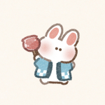 りんご飴を持った兎さんのフリーアイコン