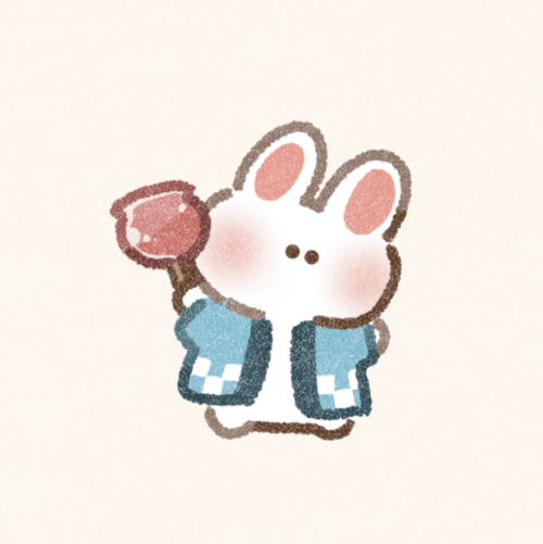 りんご飴を持った兎さんのフリーアイコン