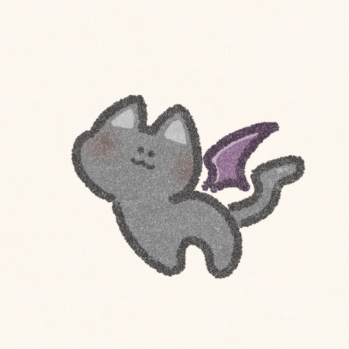 コウモリの翼を持った黒猫さんのフリーアイコン