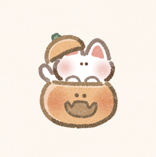 ハロウィンカボチャと猫さんのフリーアイコン