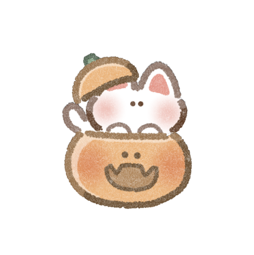 ハロウィンカボチャと猫さんのフリーイラスト