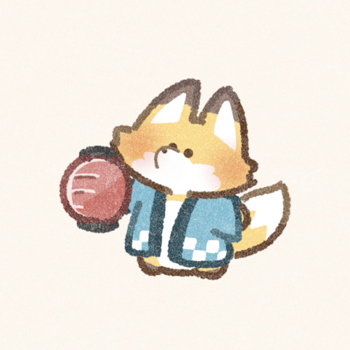 提灯を持ったキツネさんのフリーアイコン