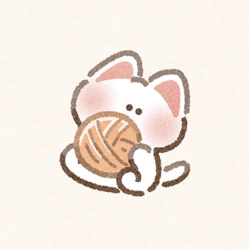 毛玉を持った猫さんのフリーアイコン