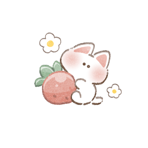 いちごと白猫さんのフリーイラスト