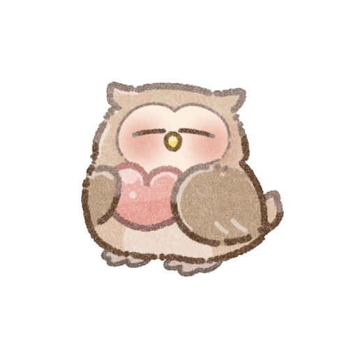ハートとふくろうのフリーイラスト