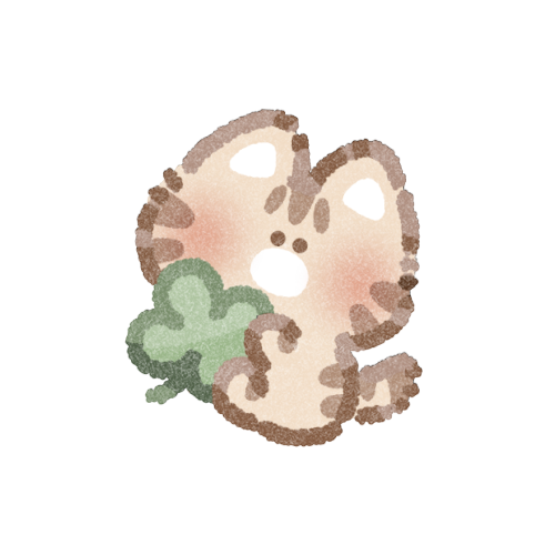 クローバーと茶トラネコさんのフリーイラスト