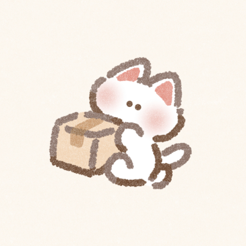 ダンボールを運ぶ猫さんのフリーアイコン