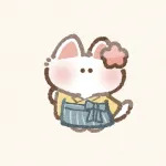 女性の袴姿の猫さんのフリーアイコン