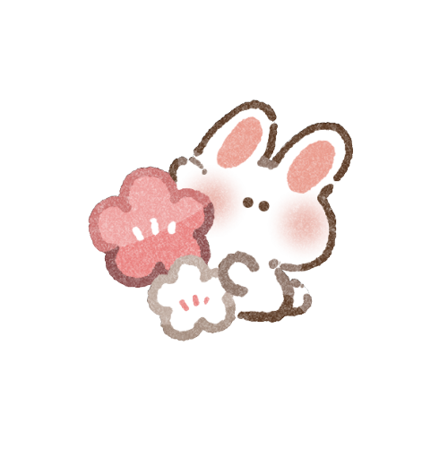 梅とうさぎさんのフリーイラスト