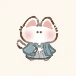 男性のはかま姿の猫さんのフリーアイコン