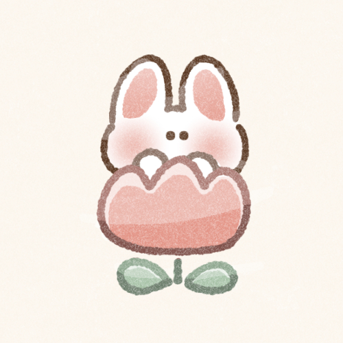 チューリップとうさぎさんのフリーアイコン