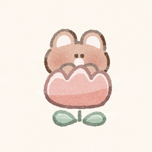 チューリップとくまさんのフリーアイコン