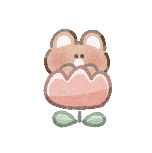 チューリップとくまさんのフリーイラスト