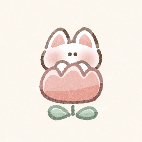 チューリップとねこさんのフリーアイコン