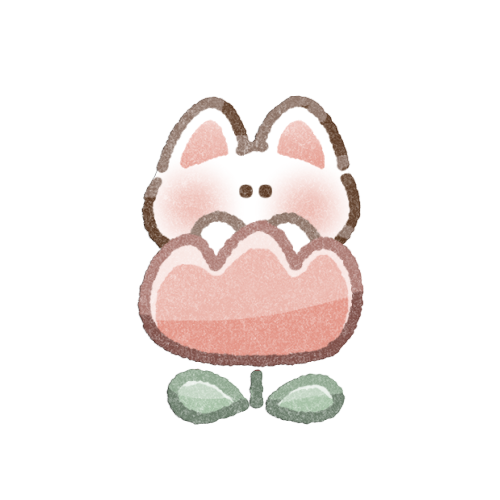 チューリップとねこさんのフリーイラスト