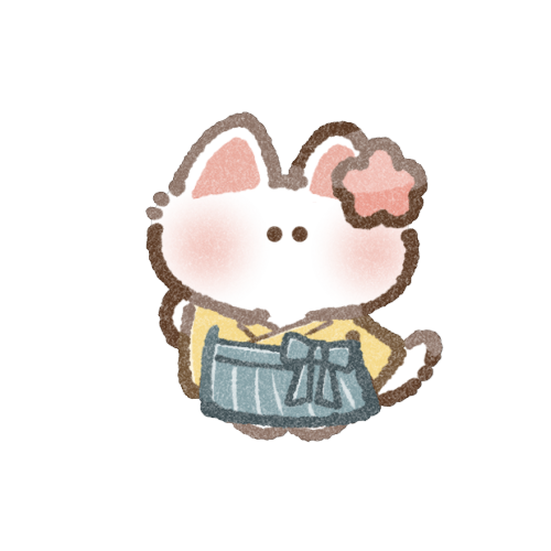 女性の袴姿の猫さんのフリーイラスト